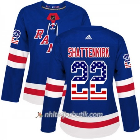 Dame Ishockey New York Rangers Tröja Kevin Shattenkirk 22 Adidas 2017-2018 Blå USA Flag Fashion Authentic